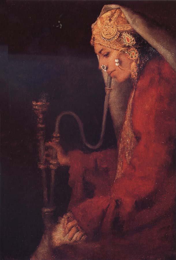 A Kashmiri Nautch Girl with a Hookah